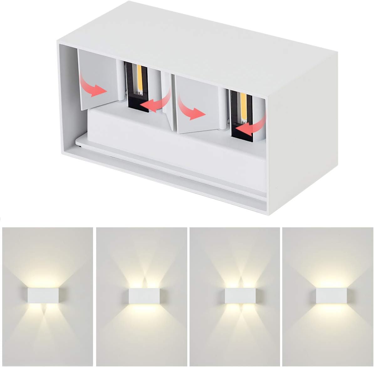 Dr.lazy 20W Dekorative Wandlampen,wasserdicht IP65 LED-Wandbeleuchtung im Innen-und Außenbereich, Einstellbarer Lichtstrahl, Außenwandleuchten 4000K Naturweiß (Weiß/Naturweiß) Dr.lazy 20W Dekorative Wandlampen,wasserdicht IP65 LED-Wandbeleuchtung im Innen-und Außenbereich, Einstellbarer Lichtstrahl, Außenwandleuchten 4000K Naturweiß (Weiß/Naturweiß)