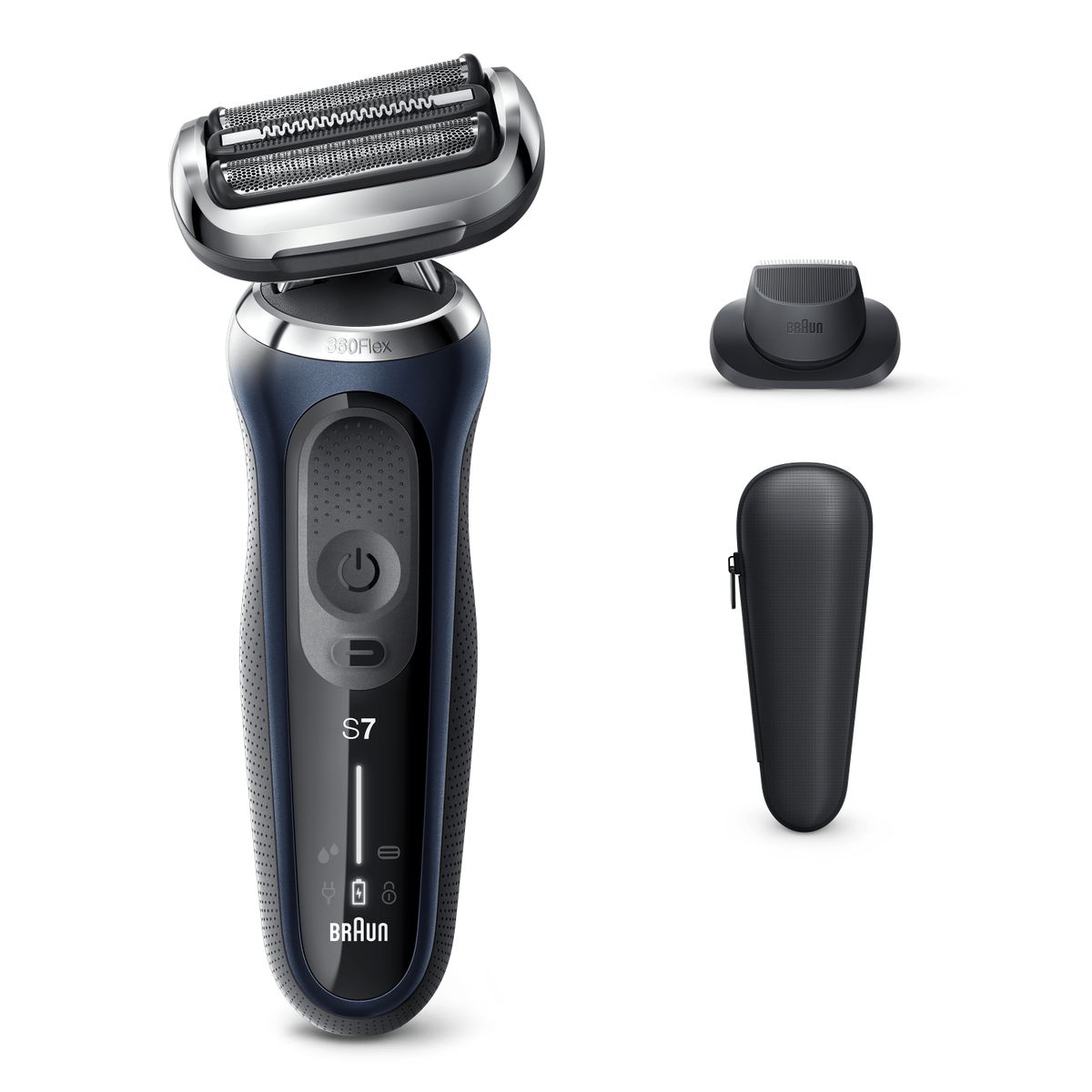 Braun Series 7 shaver men with 360 adjustment, electric shaver & beard trimmer, AutoSense, Wet & Dry, EasyClick function, 70-B1200s, blue Series 7 New.Blue Single