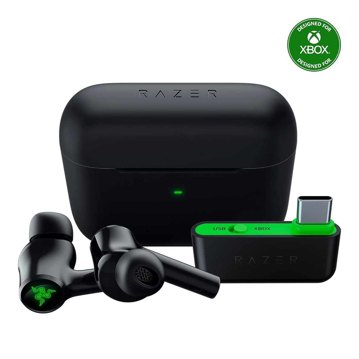Razer Hammerhead HyperSpeed Wireless Multi-Platform Gaming Earbuds für Xbox Series X|S, Xbox One, PC, Mobile: ANC - Mikrofon mit Geräuschunterdrückung - Bluetooth 5.2 - RGB Chroma