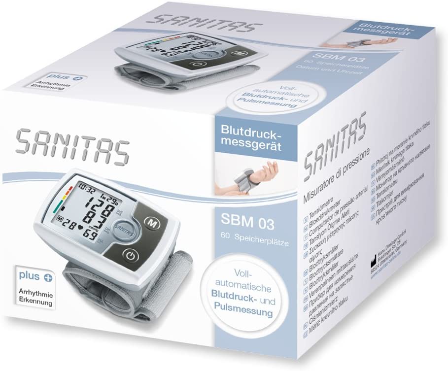 Sanitas SBM 03 fully automatic wrist blood pressure monitor, with pulse measurement, incl. storage bag