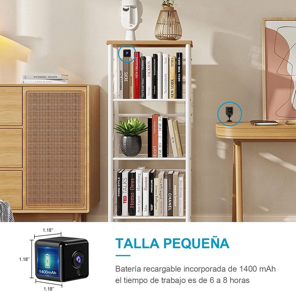 AOBOCAM A12 Mini-Spionagekamera 4K, Akku 1400mAh, WLAN 2,4 GHz, Nachtsicht, Bewegungserkennung, 6–8 Std., Indoor/Outdoor