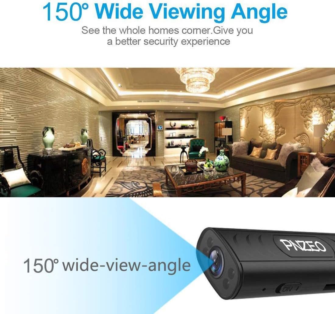 PNZEO Caméras Espion 1080P HD Mini Caméra cachée WiFi Caméra de Surveillance sans Fil avec Infrarouge de Vision Nocturne, Mouvement Uniquement