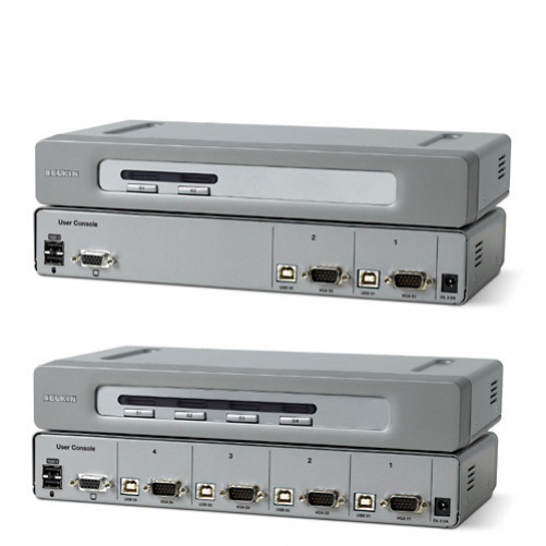 Belkin OmniView Secure KVM 2-Port Keyboard/Video/Mouse (KVM) Switch Rackmount Gray
