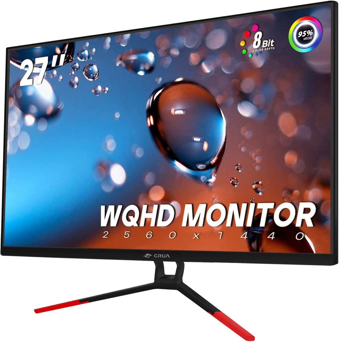 CRUA 27" Computer Monitor 2560x1440 QHD 75Hz Ultra-Slim Bezel PC Monitor 1.5ms