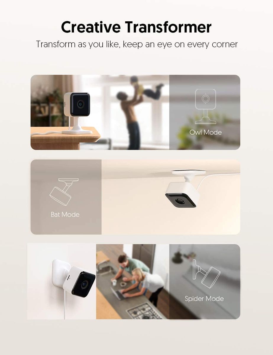 TECKI Cam 1080P FHD Indoor Wi-Fi Smart Home Security Camera Night Vision 2 Channel Audio Motion Detection