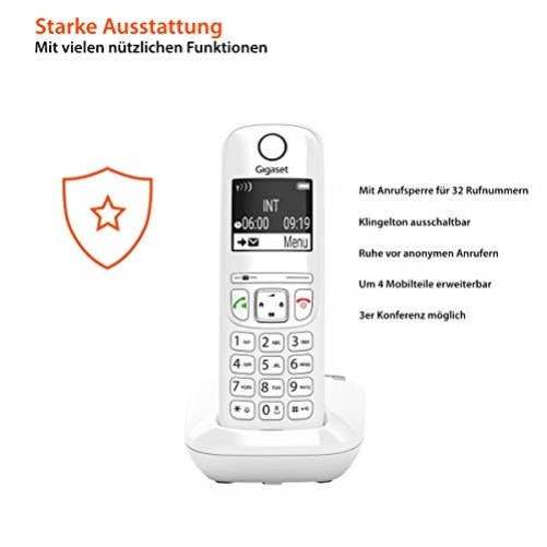 Gigaset AS690 Schnurlostelefon ohne Anrufbeantworter DECT-Telefon Freisprechfunktion großes Display große Tasten Festnetztelefon