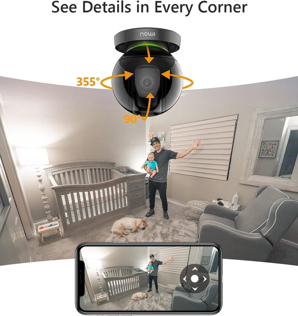 Imou WLAN IP Kamera Überwachungskamera 360°, Bewegungsverfolgung & Personenerkennung, Geräuscherkennung, Nachtsicht 10m, Alexa kompatibel, 4MP-Auflösung, 2-Wege-Audio, Datenschutzmodus, 2,4GHZ