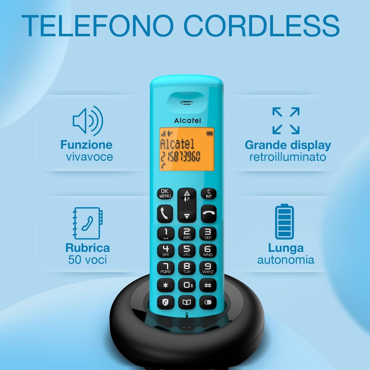 Alcatel E160 DECT-Telefon Anrufer-Identifikation Schwarz, Grün