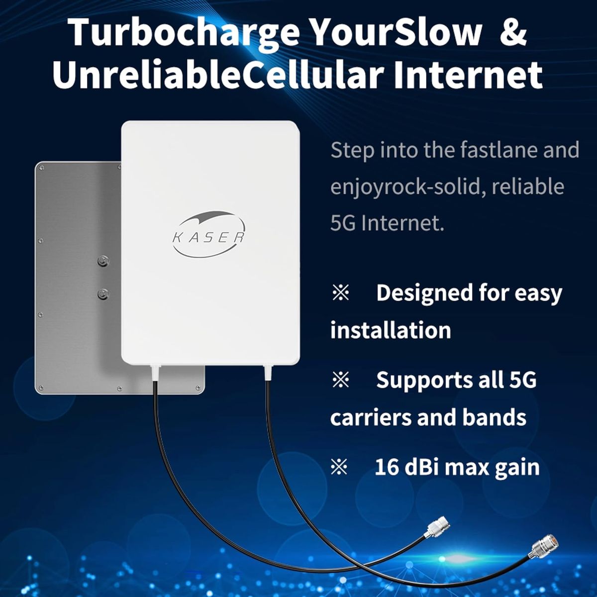 KASER K5GPB14V4 5G N78 Richtantenne Outdoor MIMO 3300–3800 MHz bis zu 15 dBi SMA + TS9 Adapter 2x10 m Kabel