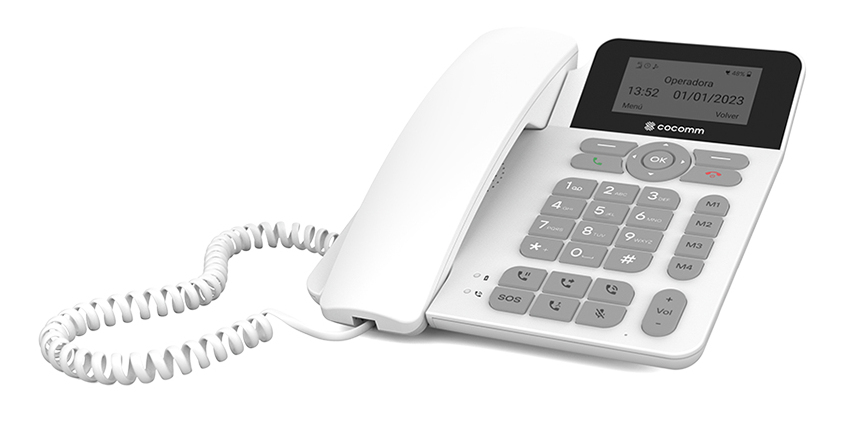 COCOMM F360C10000 Analoges Telefon Schnurgebundenes Mobilteil, Anrufer-Identifikation, Freisprecheinrichtung, Bluetooth 5.0, 6,1 cm LCD, 1050 mAh Akku, Grau/Weiß