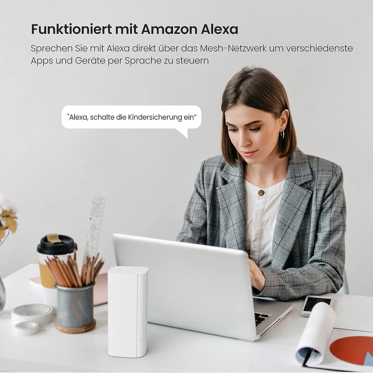 Tenda Nova MX6-3 WiFi 6 WLAN Mesh System, AX1800 Dual Band Mesh WLAN (1800Mbit/s, bis zu 500m² Wi-Fi Abdeckung, 9X GB LAN) Easy Mesh, MU-MIMO, Gäste-Netzwerk, Alexa, Ersetzt Router & Repeater, Weiß