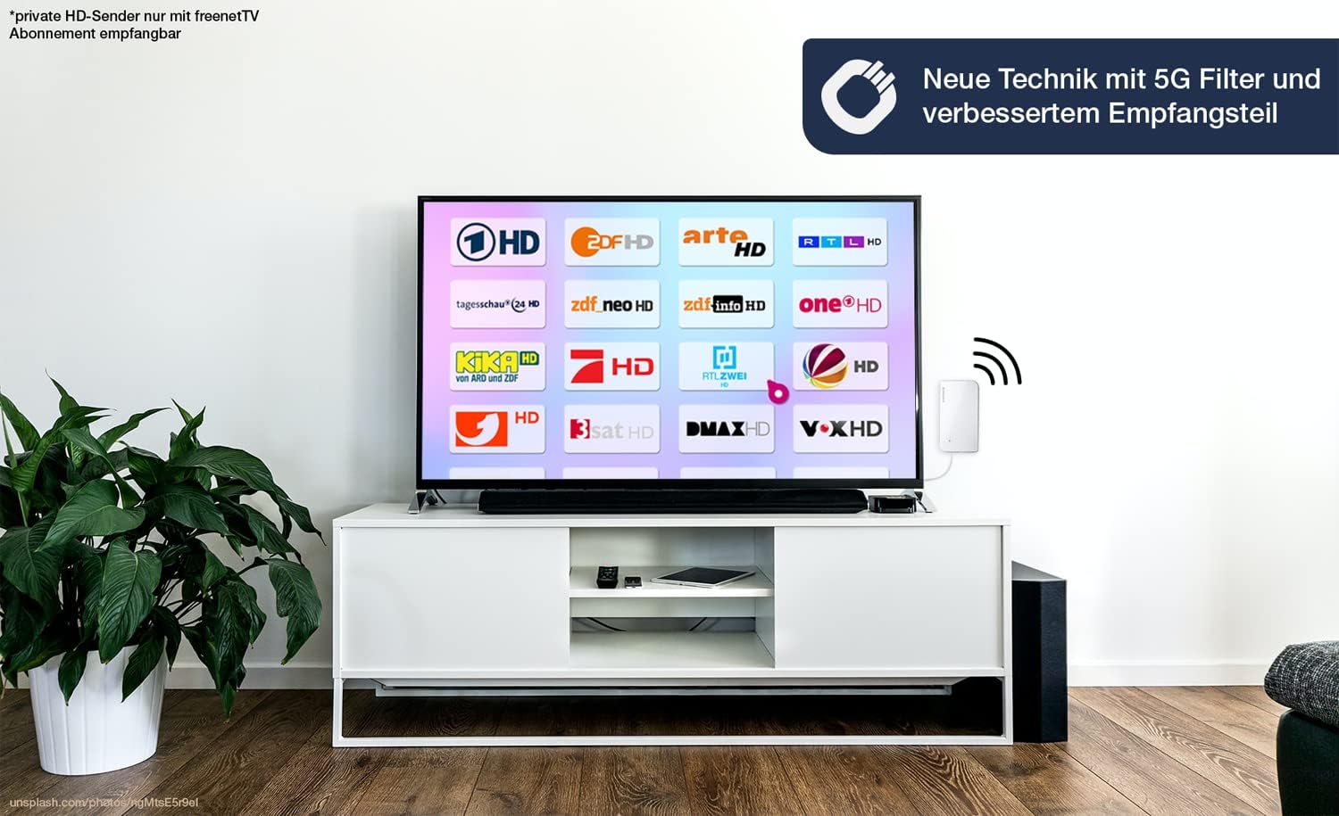 Oehlbach Scope Vision 5G DVB-T2 HD Antenne - Digitale Zimmerantenne - Aktiv  DVB-T2 Verstärker - Nachfolger unseres