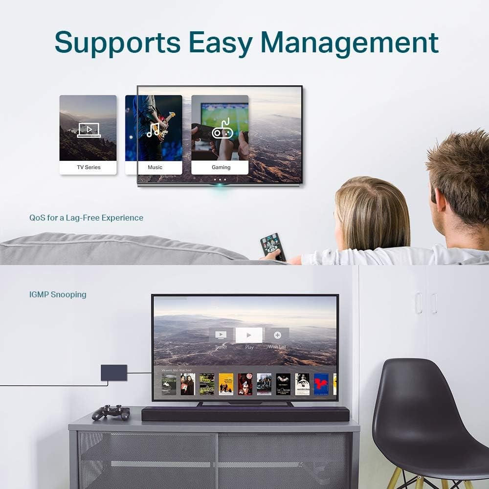 TP-Link TL-SG605E 5-Ports Gigabit Easy Smart Managed Netzwerk Switch(Plug-and-Play,Metallgehäuse, QoS, IGMP-Snooping,VLAN, zentrales Management, energieeffizient) 5-Port Managed