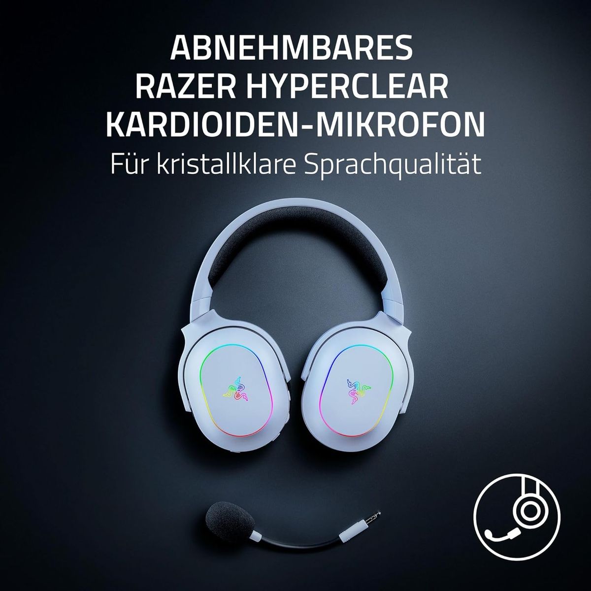 Razer Barracuda X Chroma - kabelloses Multiplattform-Gaming-Headset mit 6 Zonen Chroma RGB (SmartSwitch Hyperspeed & Bluetooth, 40mm Treiber, abnehmbares HyperClear Cardioid-Mikrofon) Weiß