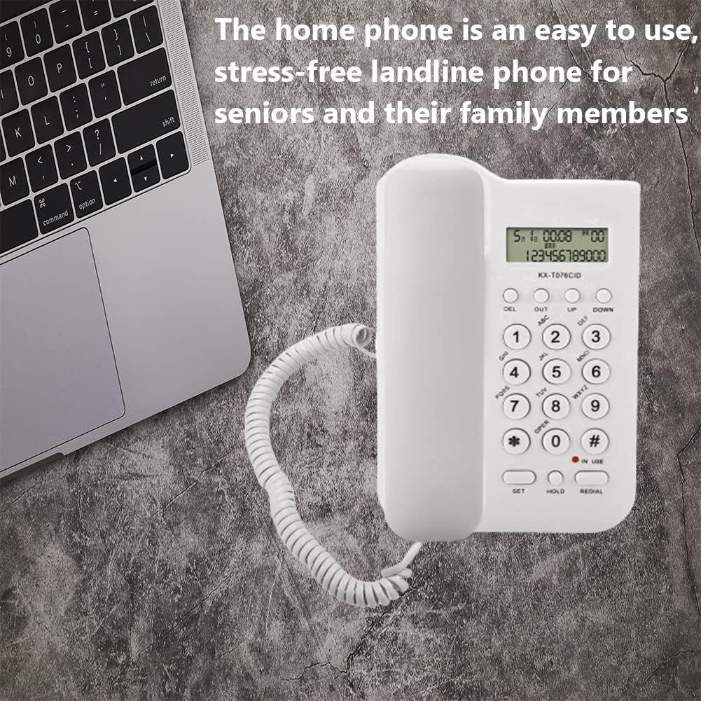 N-INC Schnurgebundenes Telefon mit großer Taste ，Home Hotel Freisprechen Langlebiges Telefon Büro Festnetztelefon mit Speicherschutz/Wandmontage/Lauter Klingelton für Senioren, ältere Menschen (Weiß)
