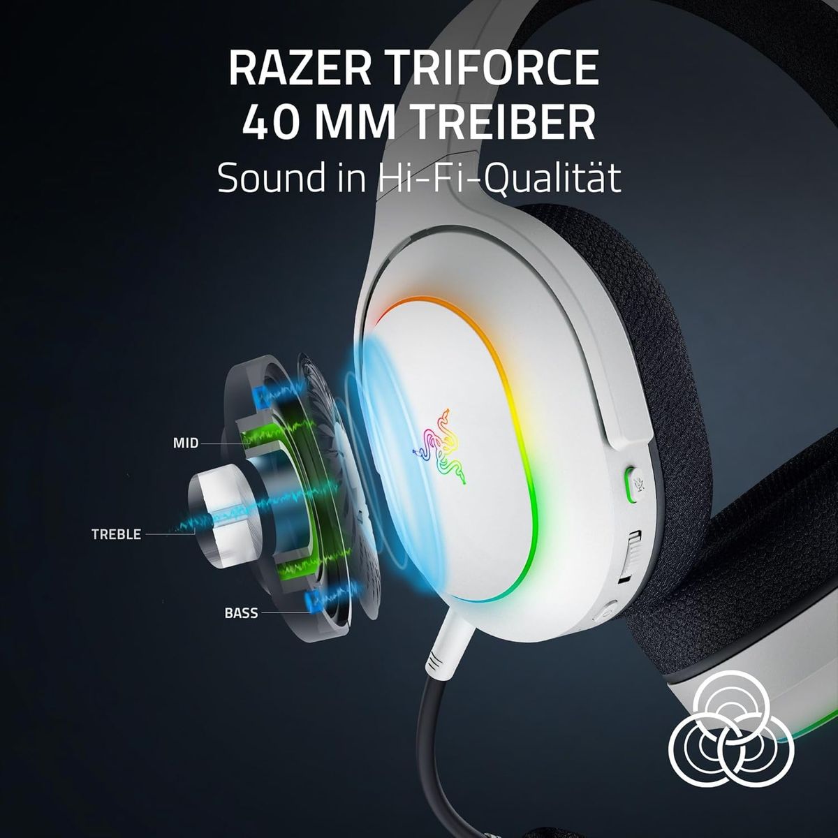 Razer Barracuda X Chroma - kabelloses Multiplattform-Gaming-Headset mit 6 Zonen Chroma RGB (SmartSwitch Hyperspeed & Bluetooth, 40mm Treiber, abnehmbares HyperClear Cardioid-Mikrofon) Weiß