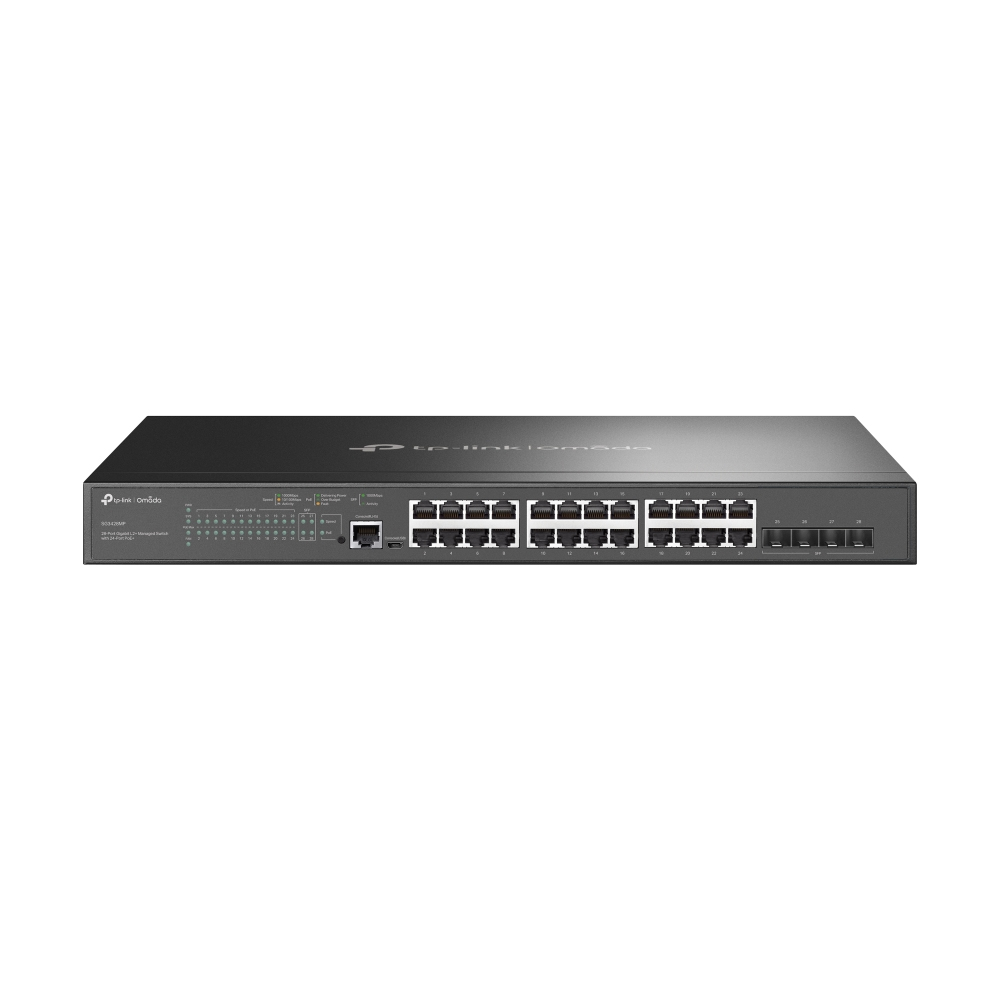 TP-Link Omada SG3428MP Netzwerk-Switch Managed L2+ Gigabit Ethernet (10/100/1000) Power over Ethernet (PoE) 1U Schwarz