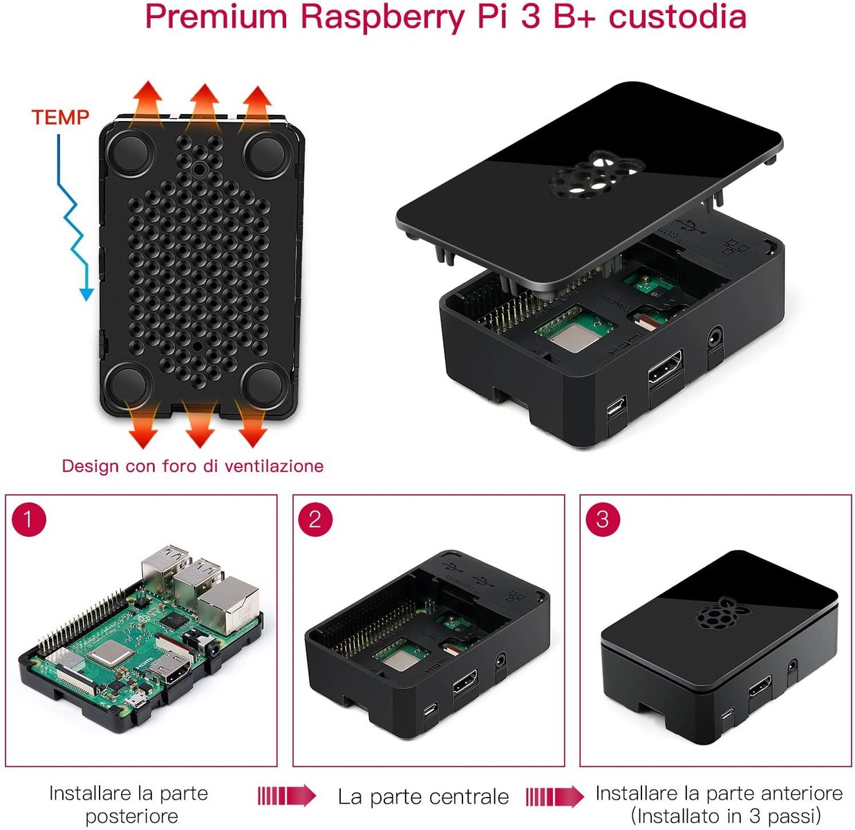 ABOX Raspberry Pi 3 Model B + (Plus) Motherboard Barebone Starter Kit with 32GB MicroSD Card, Case and Power Supply 5V 3A with Switch