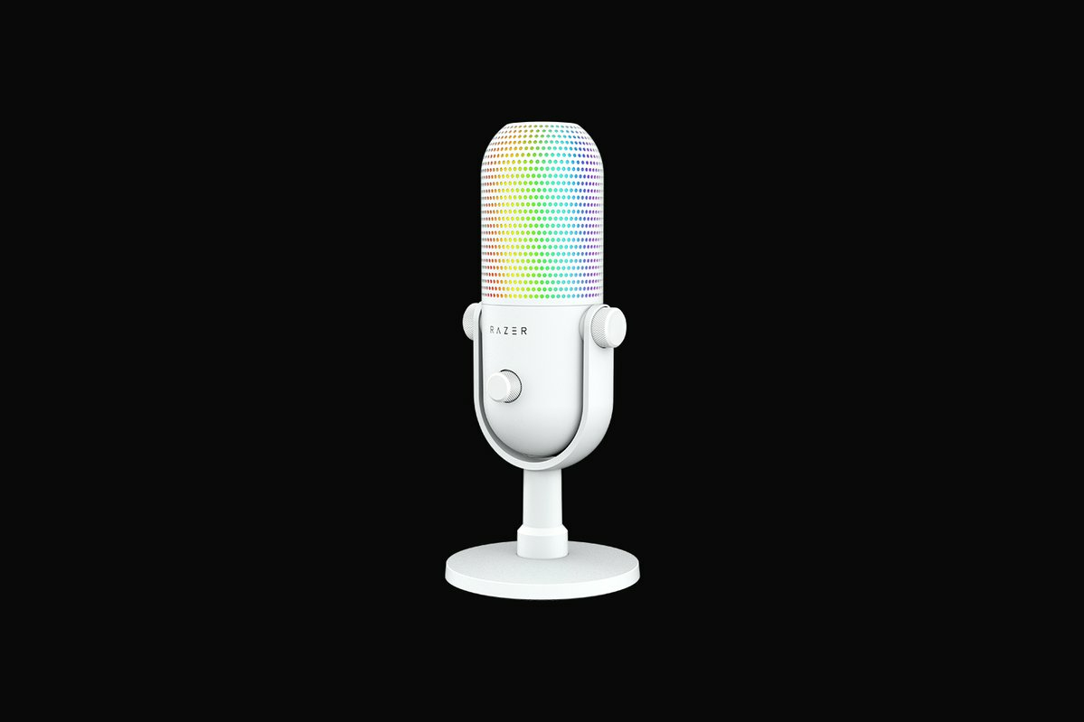 Razer Seiren V3 Chroma - RGB USB-Mikrofon - Supernieren Kondensator-Mikrofon mit Tap-to-Mute (Reaktive Beleuchtung, Digitaler Verstärkungsbegrenzer und integrierter Schockdämpfer) Weiß