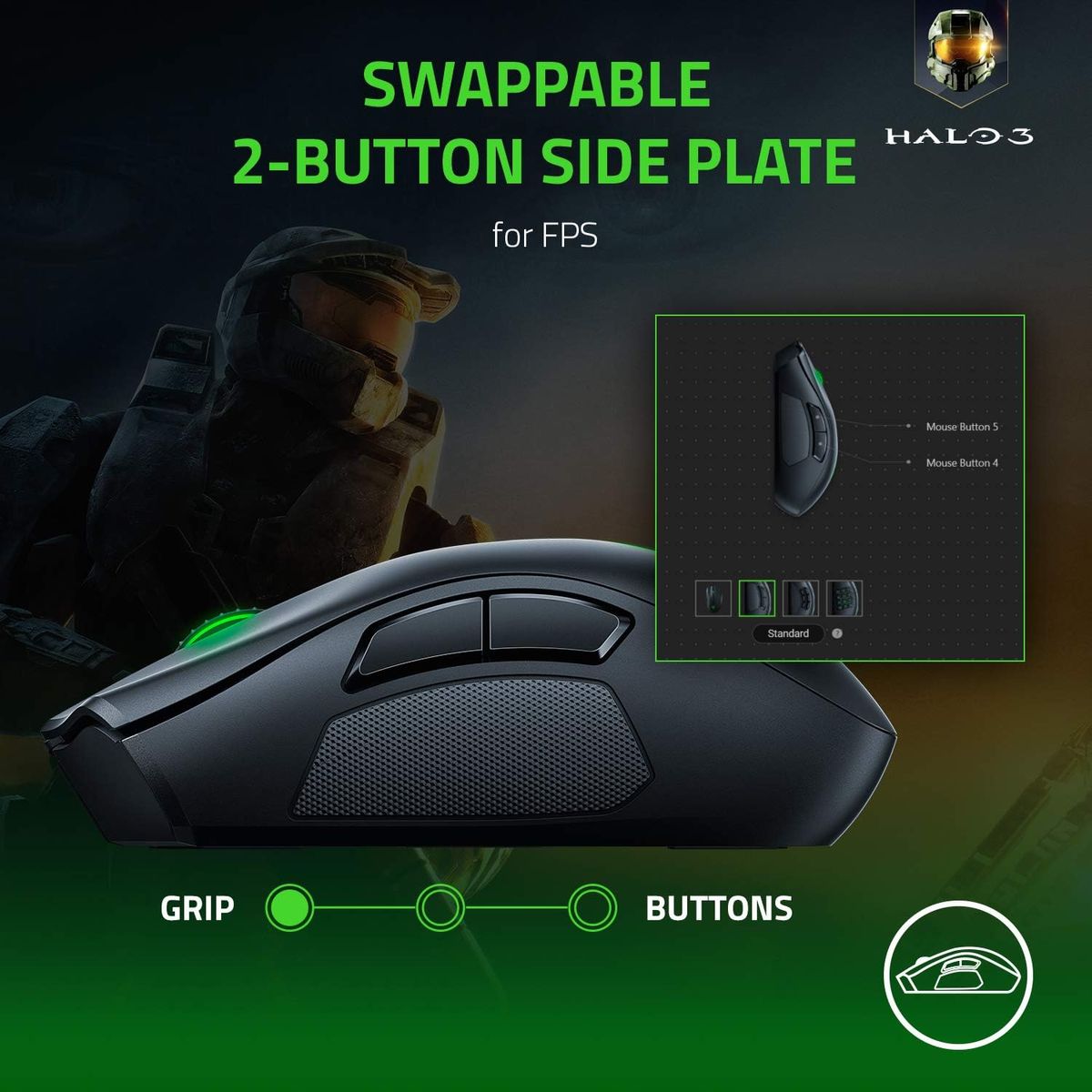 Razer Naga Pro Gaming Mouse Dual Wireless 20.000 DPI Modular RGB MOBA/MMO/FPS