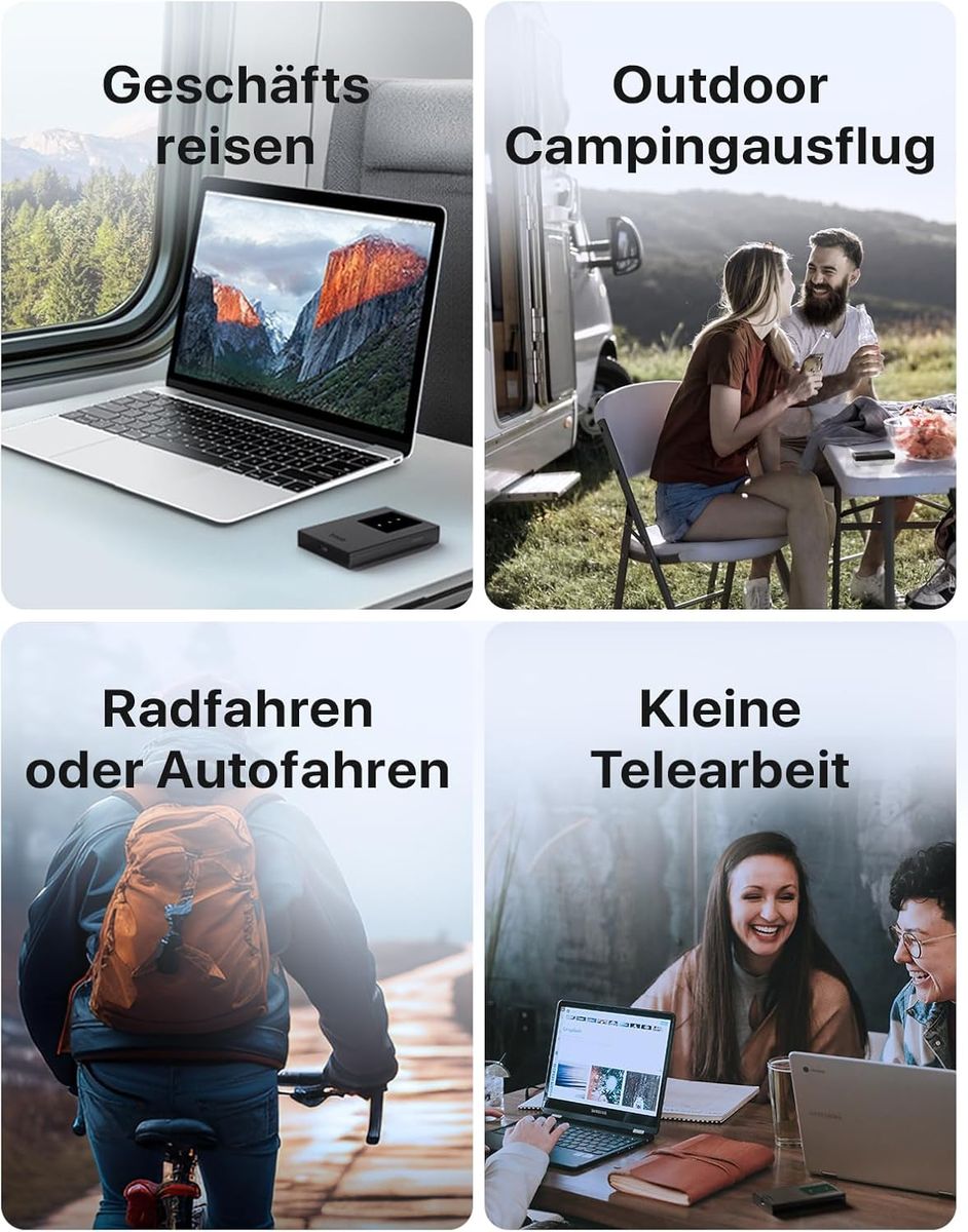 Tenda MF3 Mobiler WLAN-Router (Mobile Hotspot), 4G LTE, AX300 Wi‑Fi 6 2,4 GHz, 2100 mAh Akku, USB-C, WPA3, MiFi, Nano-SIM, Plug & Play