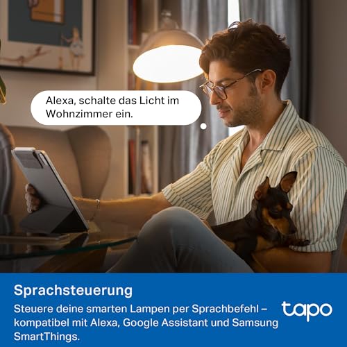 TP-Link Tapo L430C, 4er-Pack Smarte WLAN-Glühbirne E14, 470 Lumen, 16 Mio. Farben, dimmbar, Weißton 2.500–6.500 K, Zeitplan & Energieüberwachung, Alexa & Google Assistant, V1.0, EU