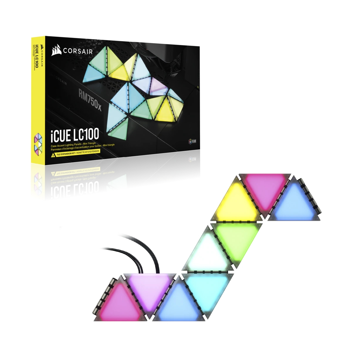 Corsair iCUE LC100 RGB LED-Lichtleisten-Set, 3-pin Anschluss, 9 Stück, Mehrfarbig, Universal für PC-Gehäuse