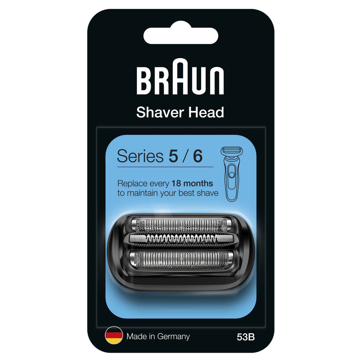 Braun Series 5 53B Electric Shaver Replacement Shaver Part, Compatible with Series 5 and Series 6 Shaver Models from 2020, Black