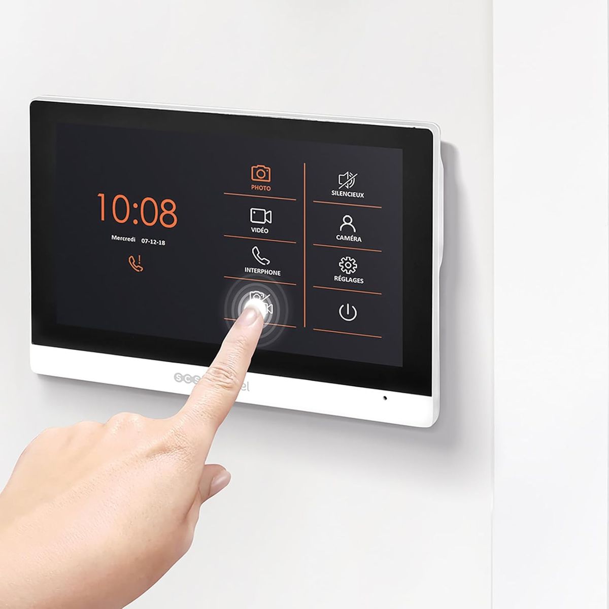 SCS Sentinel PVF0040 Drahtgebundene Video-Türsprechanlage Komplettset 4,3-Zoll Touchscreen, 2-Draht, wetterfest, Weiß, EU Stecker