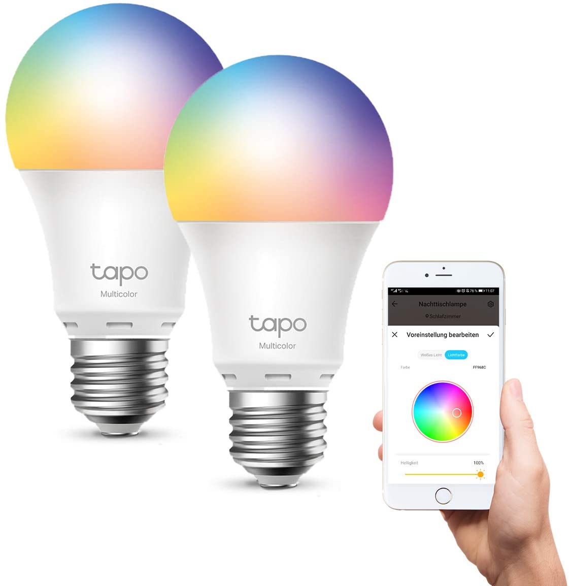 TP-Link Tapo smarthome E27 light multi color bulb, compatible with alexa, google assistant, tapo app, energy saving, no hub needed (2 pack)