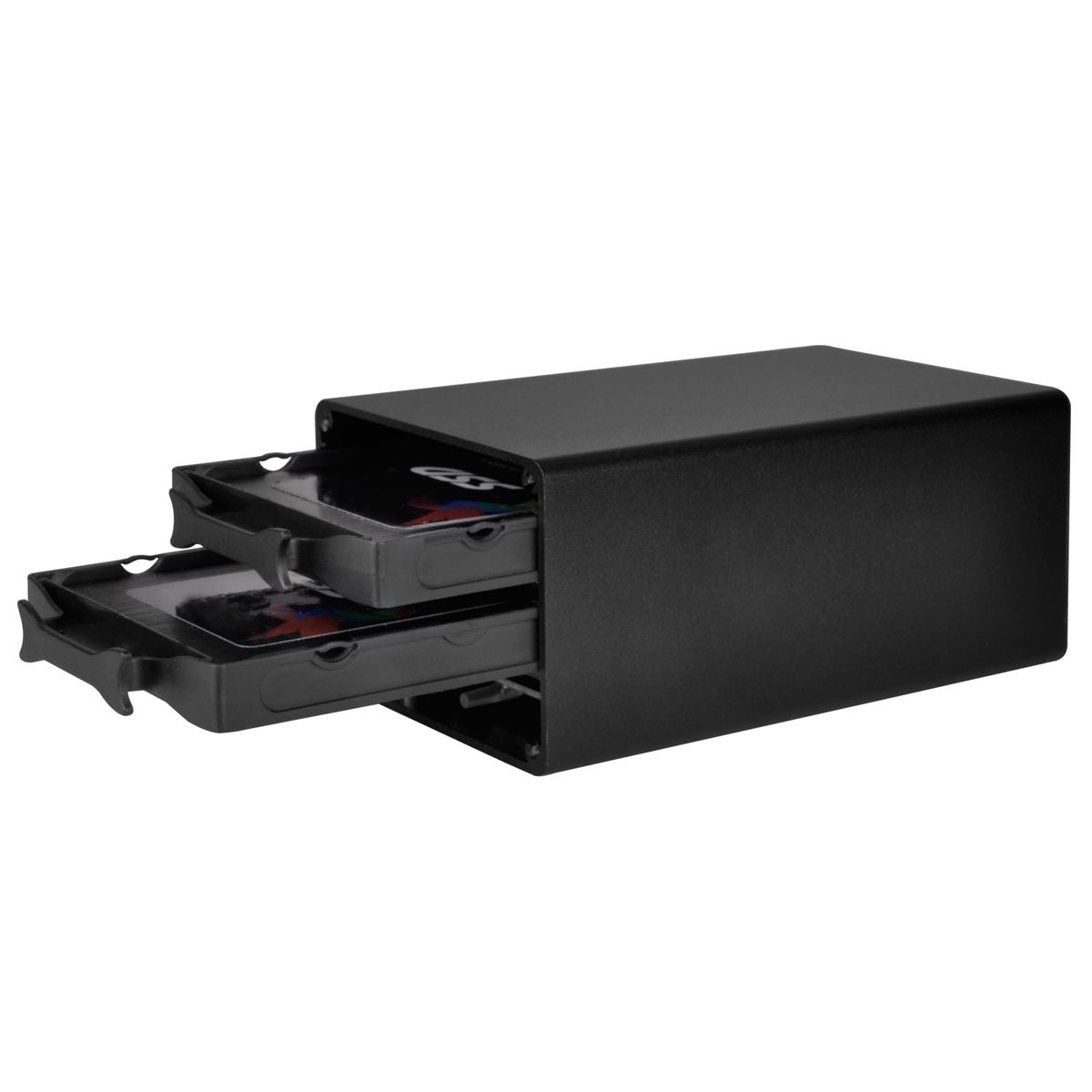 SilverStone SST-DS223, Externes 2,5-Zoll HDD/SSD-Gehäuse, 2 Einschübe, RAID 0/1/JBOD, USB 3.2 Gen 2 (10 Gb/s) Typ-C, UASP, Aluminium, Schwarz