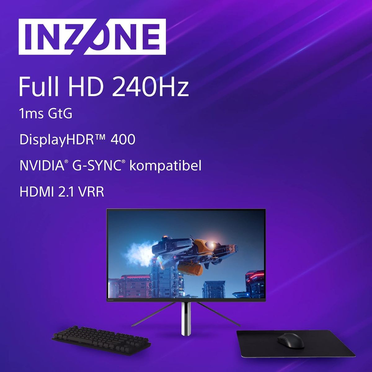 Sony INZONE M3 27 Zoll Gaming-Monitor: FHD 240Hz 1ms HDMI 2.1 VRR 2022 Modell, Weiß