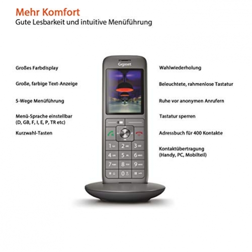 Gigaset CL660 Schnurlostelefon ohne Anrufbeantworter DECT Telefon modernes Design Telefon ein Mobilteil TFT-Farbdisplay