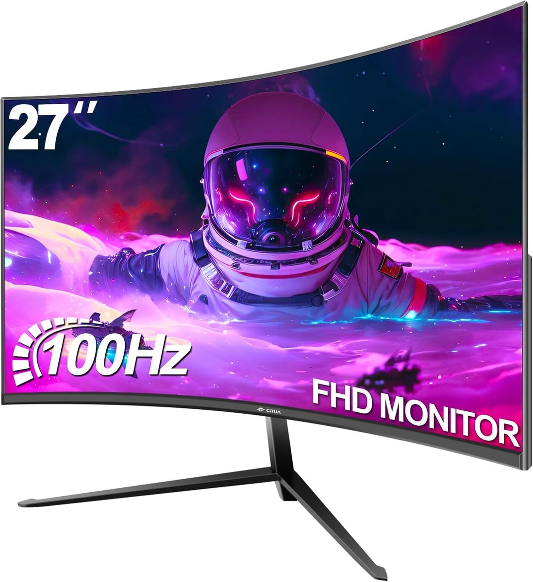 CRUA 27 Inch 100Hz Curved Gaming Monitor, Full HD 1080P 1800R Frameless Computer Monitor, 1ms GTG with FreeSync, Low Motion Blur, Eye Care, VESA, HDMI