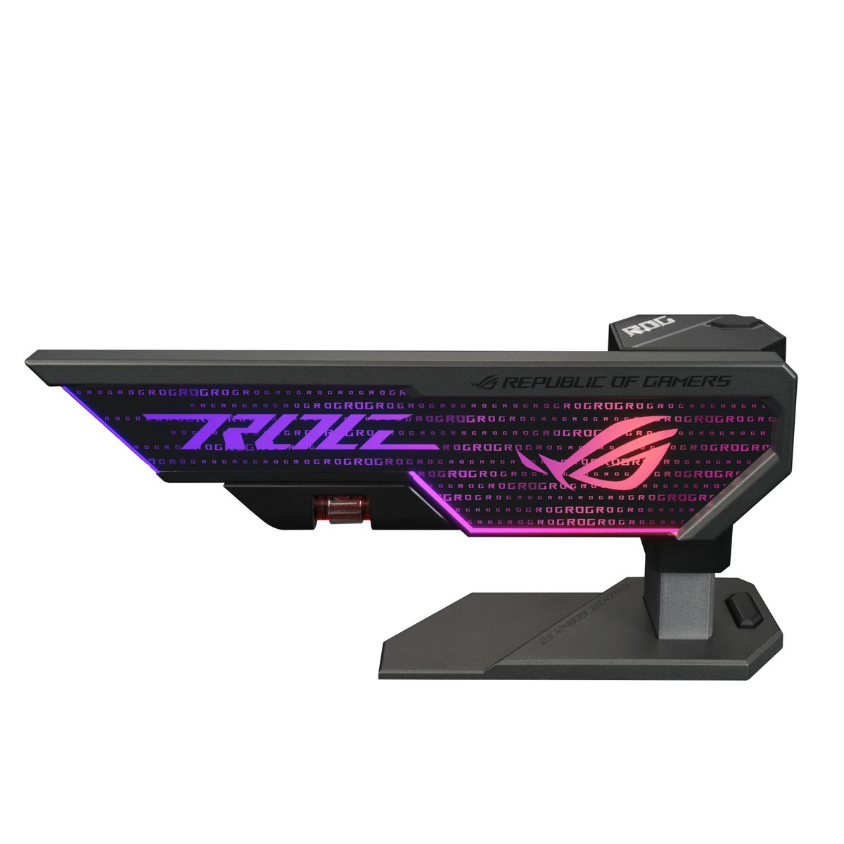 ASUS ROG Herculx Grafikkartenhalter, Universal, höhenverstellbar 72–128 mm, werkzeuglos, 3D-ARGB RGB, Thermoplast & Zink, Schwarz/Grau