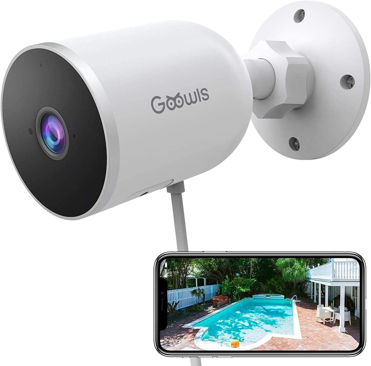 Goowls Outdoor Security Camera CCTV 1080P Wi-Fi Smart Night Vision 2-Way Audio