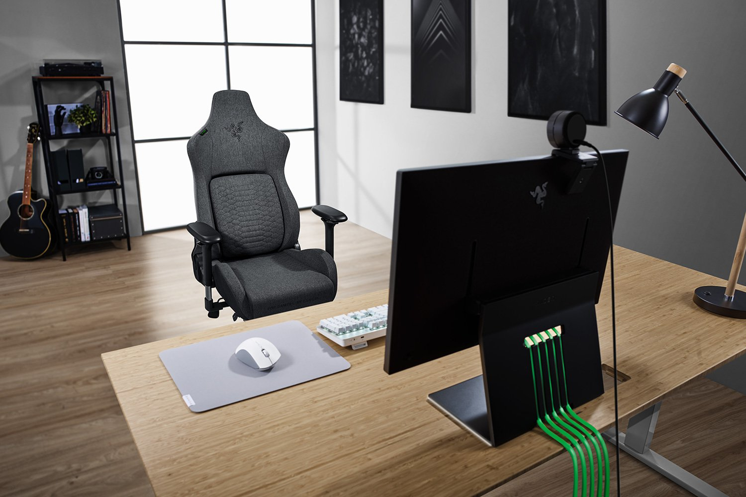 Razer Iskur Ergonomic Gaming & Office Chair Fabric < 136kg Lumbar Support Headrest Grey