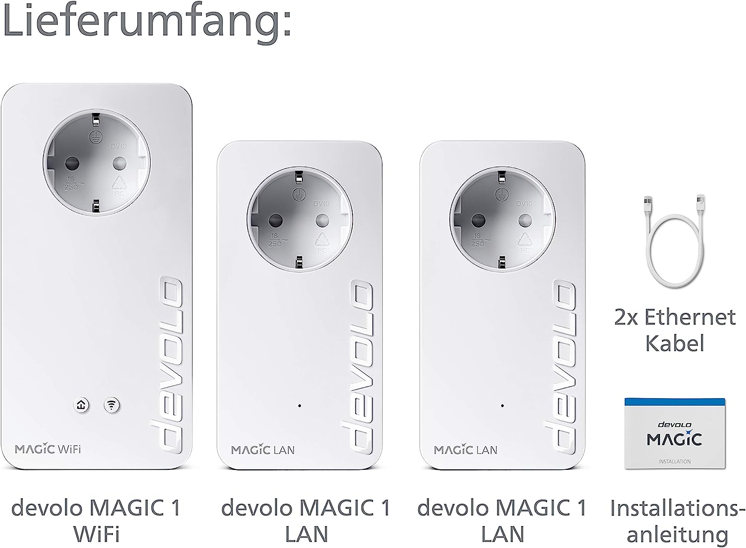 devolo Magic 1 WiFi Gaming Kit, WLAN Powerline Adapter -bis zu 1.200 Mbit/s, Mesh WLAN, WLAN Steckdose, ideal für Cloud Gaming, 2x LAN Anschluss, weiß mit WLAN Gaming Kit Single