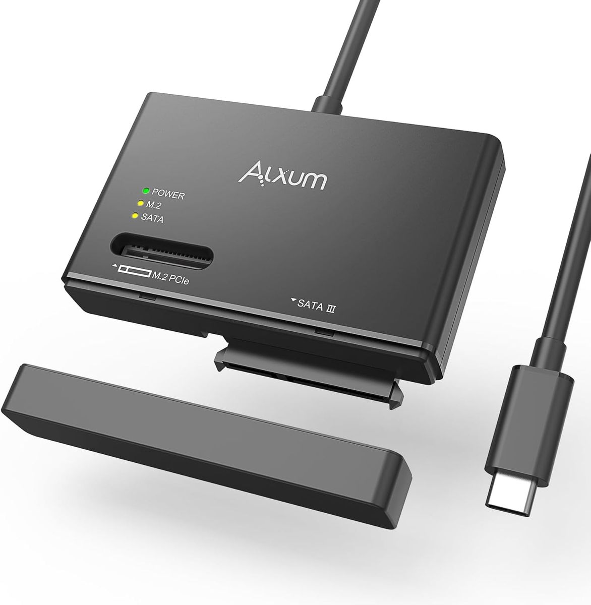 Alxum M.2 NVME Gehäuse und SATA USB Adapter - USB 3.2 Typ C 10Gbps für 2,5"/3,5" Festplatten - Unterstützt PCIe/NVMe SSDs und AHCI SATA SSDs & HDDs