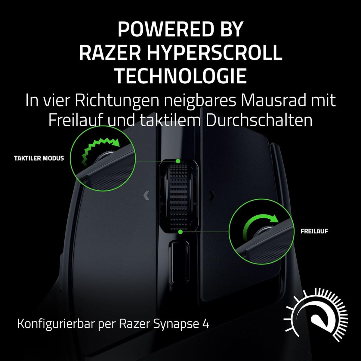 Razer Basilisk Mobile - Kleine ergonomische kabellose Gaming-Maus - AI Prompt Master - Focus X 18K Sensor (Tri-Mode-Konnektivität, bis zu 105 Stunden, Mausschalter Gen-3) Schwarz