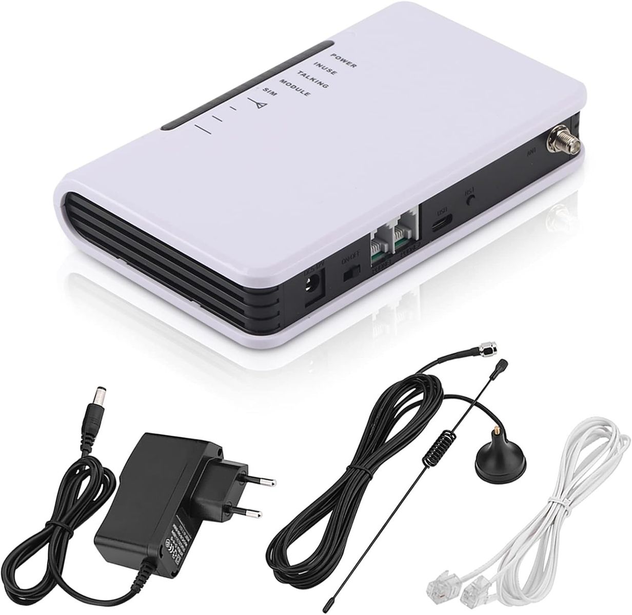 Agatige Agatigexg2qgior1e-03 GSM Festnetz-Gateway, Drahtloses Terminal 2G/GSM, RJ-11, SMA-Antenne, Plug&Play, EU Stecker
