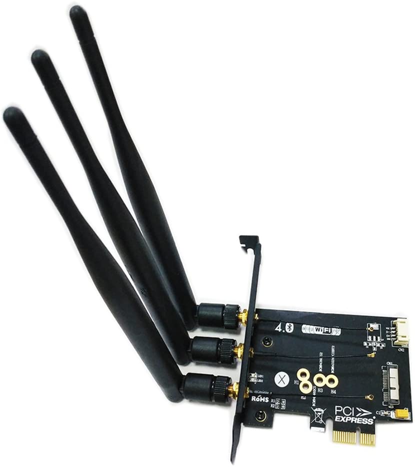 LeHang BCM943224PCIEBT2/BCM94360CS2/BCM943602CS WiFi + Bluetooth 4.0 Card to PCI-E x1 Adapter Adapter for PC/Hackintosh