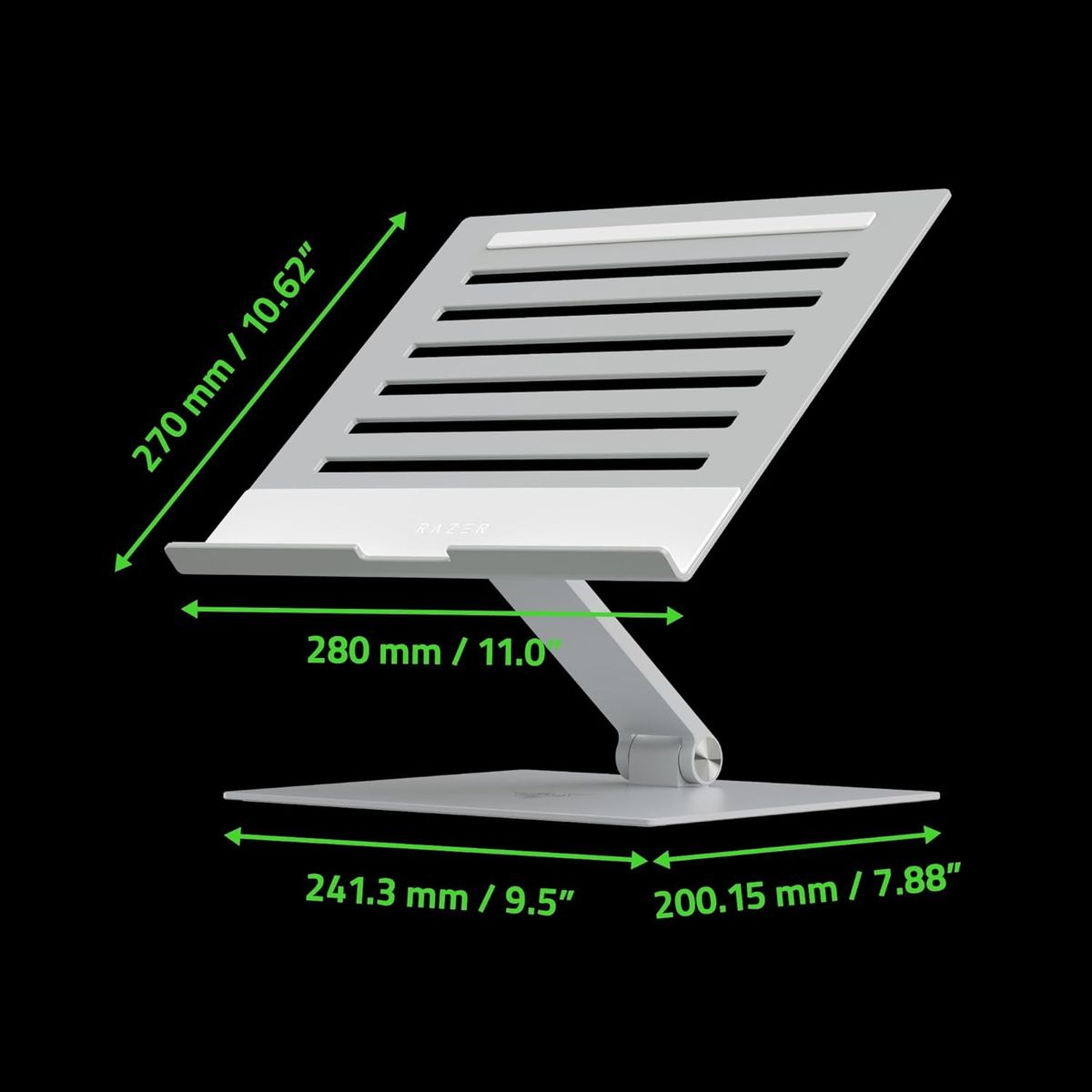 Razer Adjustable Laptop Stand - Ergonomischer höhenverstellbarer Laptop-Ständer für Laptops bis zu 18“ Zoll (höhen- und neigungsverstellbar, Robustes Aluminium, belüftetes Design) Mercury