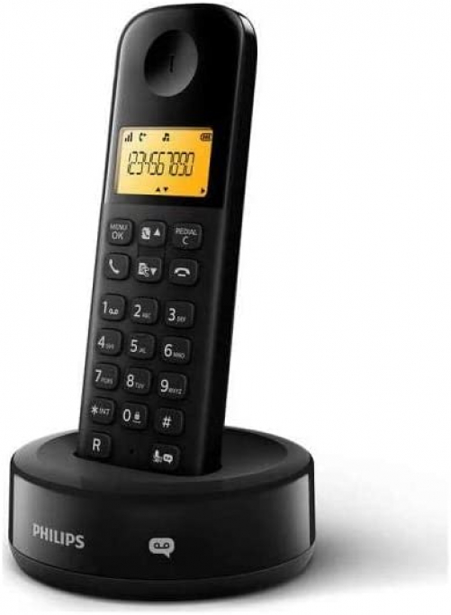 Philips Schnurloses Telefon D1651B/01 DECT Telefon Haustelefon Festnetzanschluss Anrufbeantworter D1651B/01 Single