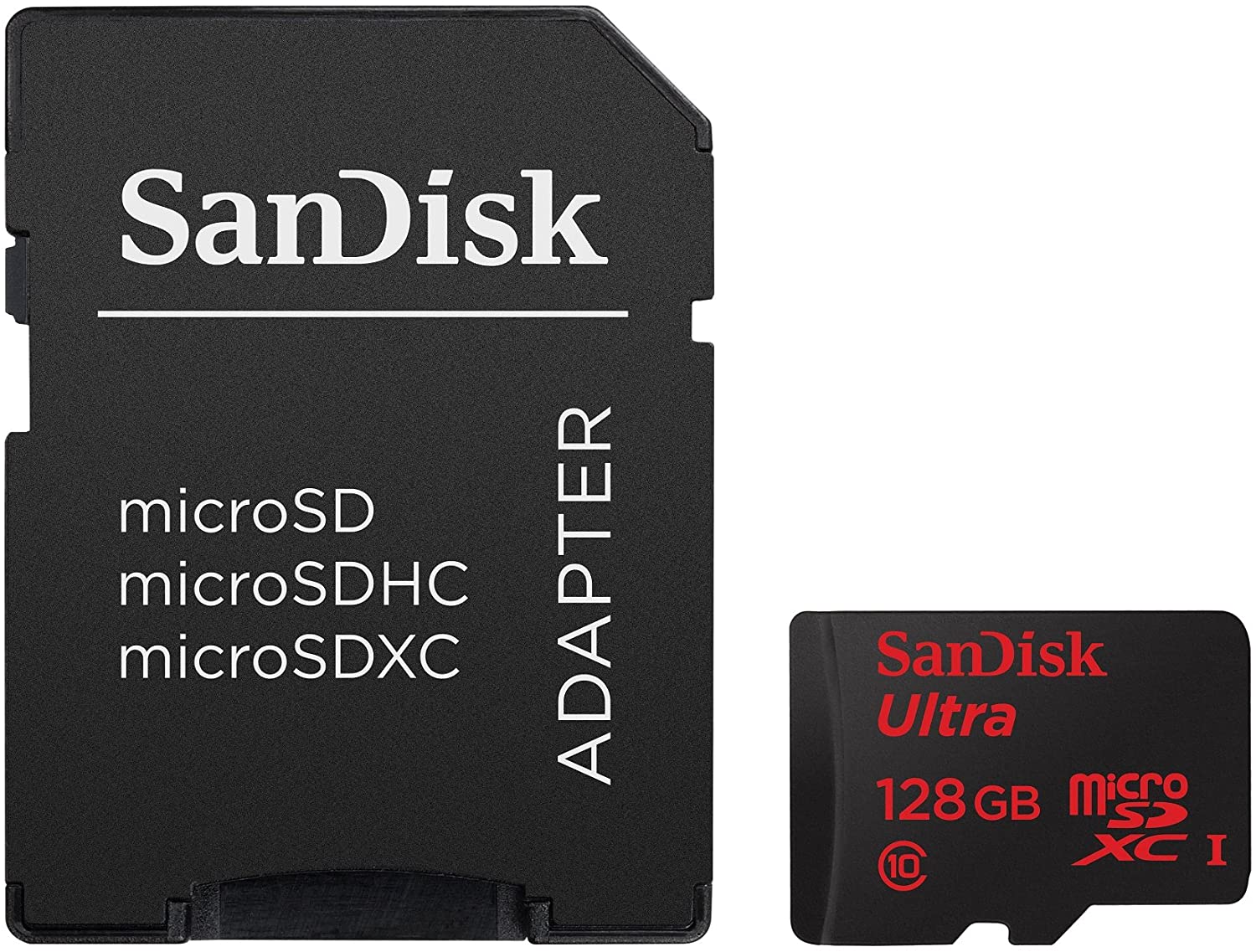 SanDisk Ultra Android microSDHC 16 GB up to 80 MB/s, Class 10 Memory Card with SD Adapter 128gb