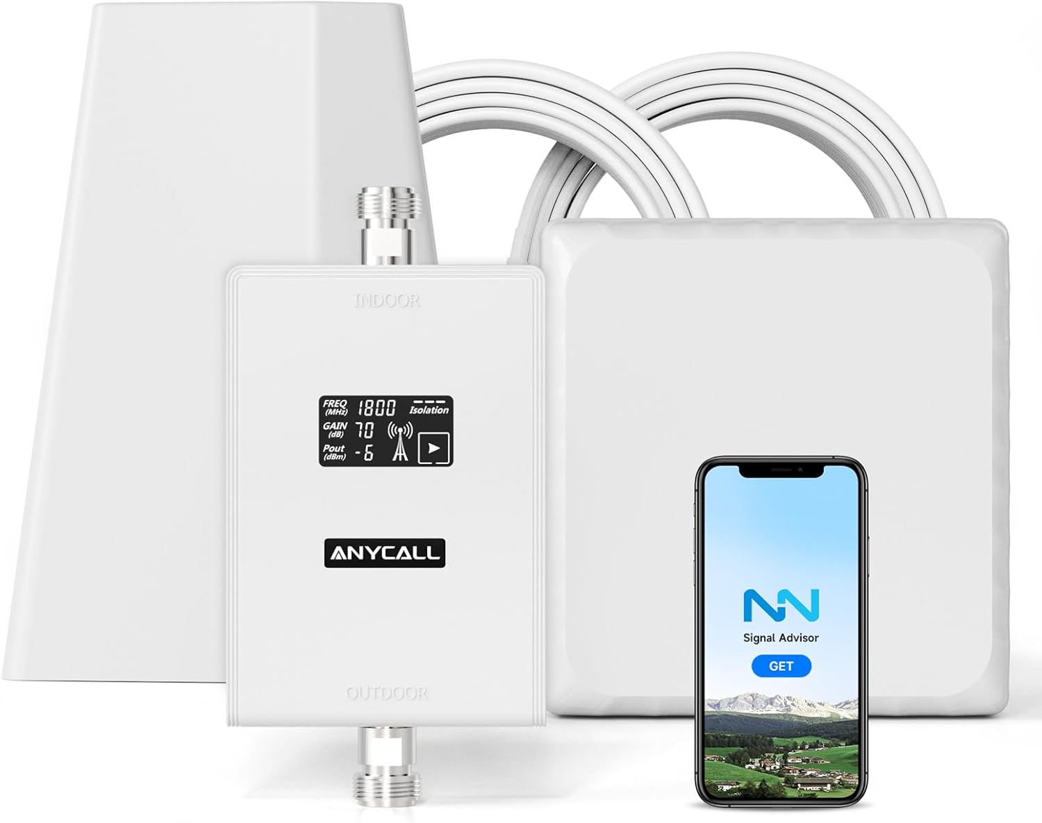 ANYCALL Band 3, 20 - PL Mobilfunk Signalverstärker 4G LTE 3G GSM Repeater für Haus & Büro, Band 3 (1800 MHz) & Band 20 (800 MHz), EU Stecker