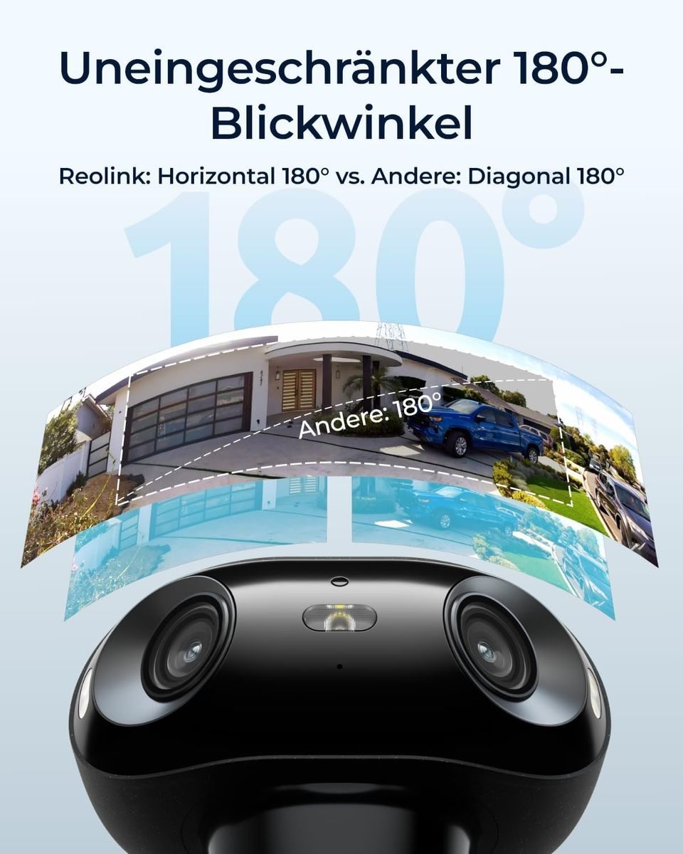 Reolink Argus 4 Pro-B 4K Solar-Außenkamera, Akku, ColorX Nachtsicht, 180° Weitwinkel, 2.4/5GHz Wi‑Fi 6, KI-Erkennung, Zwei-Wege-Audio + 6W Solarpanel