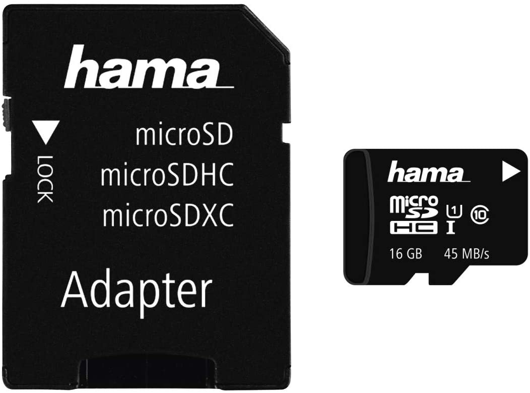 Hama Class 10 microSDHC 16GB Speicherkarte mit Adapter/Mobile (UHS-I, 45Mbps)