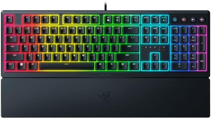 Razer Ornata V3 - Flache Mecha-Membran-Tastatur Chroma RGB (Flache Tasten, Mecha-Membran-Switches, Magnetische Soft-Touch-Handballenauflage) Schwarz UK Layout QWERTY