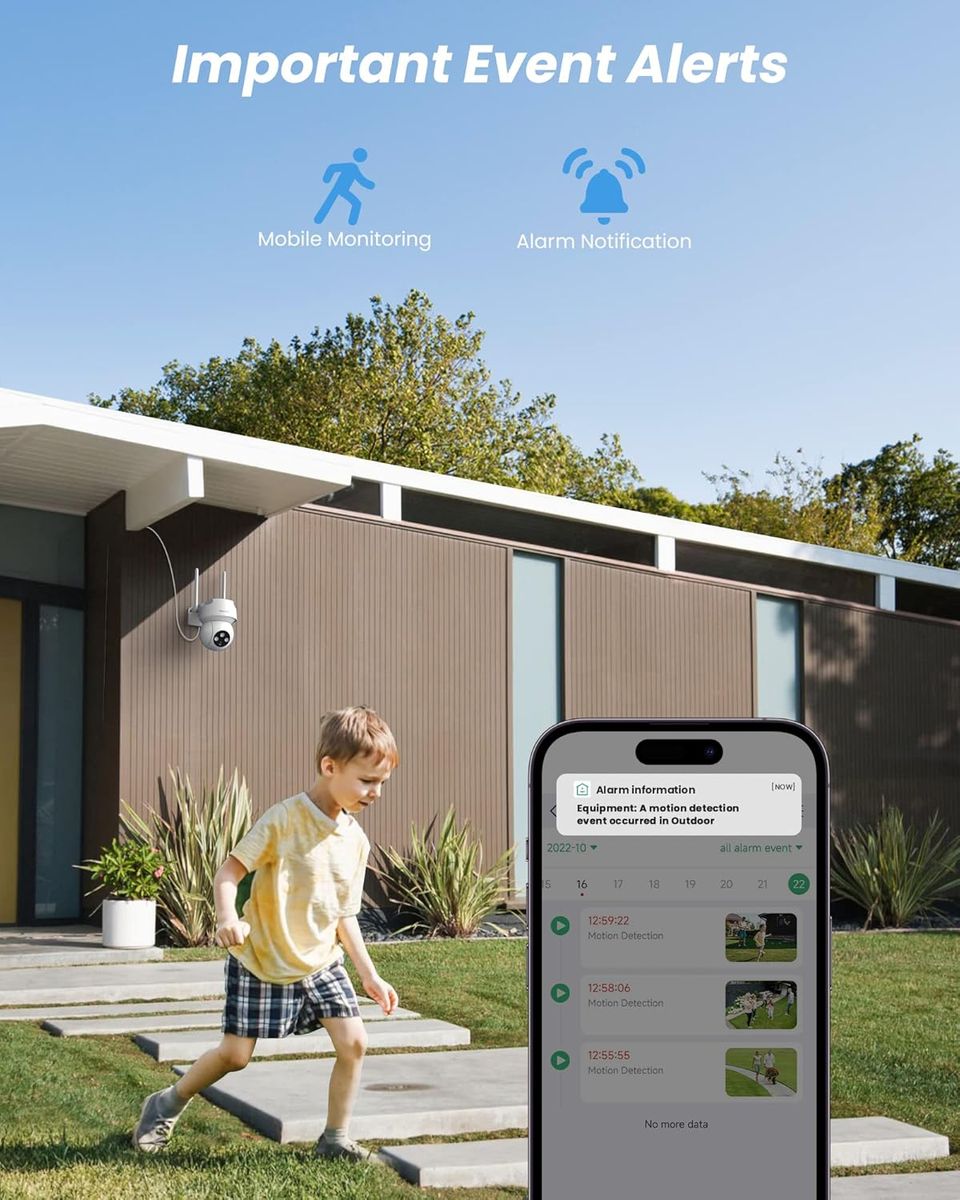 TOAIOHO Überwachungskamera Aussen - Kamera Überwachung Aussen Wlan IP Kamera Outdoor Kabel Außenkamera WiFi PTZ Outdoor Camera Dome Homekit Aussen kamera Videoüberwachung Kamera mit Farbige Nachtsicht IP66 Weiß